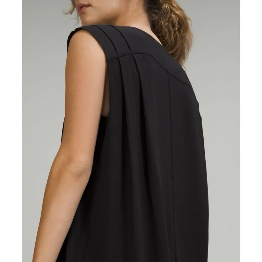 Lululemon Size 12 ? Women Modal Pleated Shoulder Tank Top Black Relaxed Fit ER2
